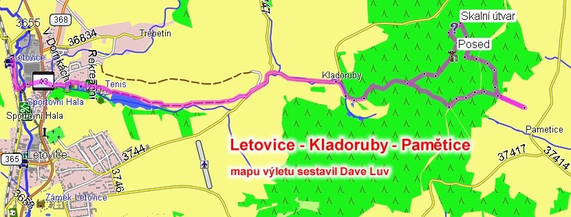 Letovice, Kladoruby a Pamtice - mapa okol