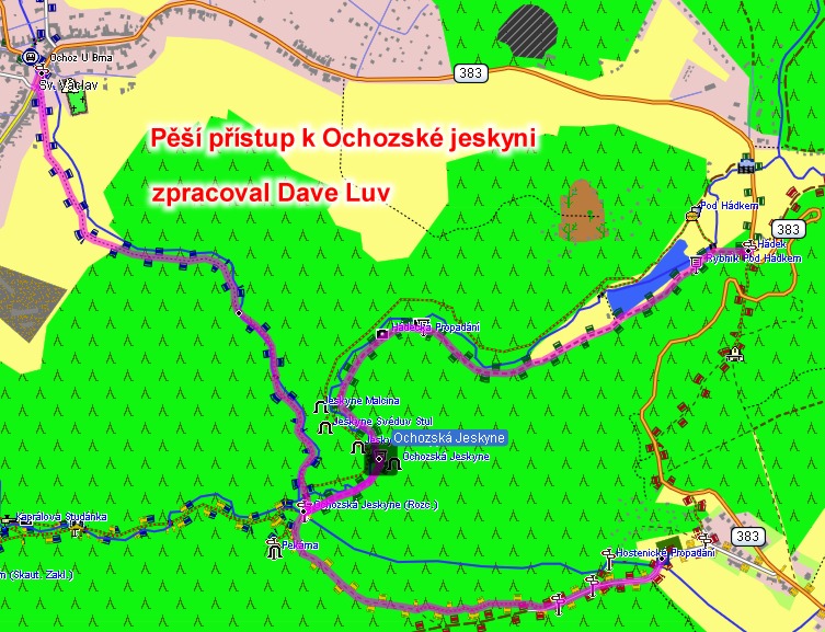 Ochozsk jeskyn - mapa okol