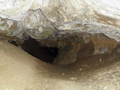 Cignsk jeskyn - strop plazivky