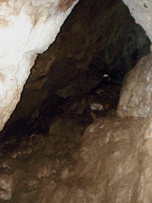 Mlina jeskyn - klouzav vstupn svah